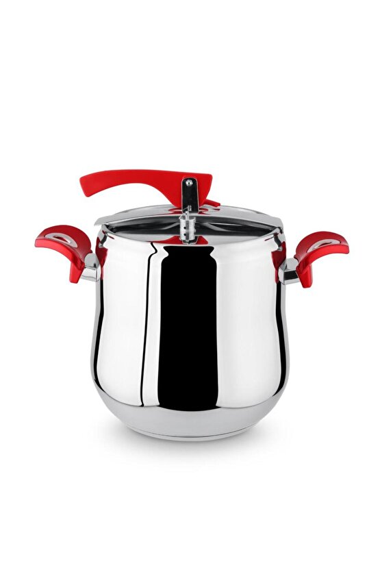 Rossel Premium Çelik Düdüklü Tencere Kırmızı Bakalit Kulp 6 Lt -3004