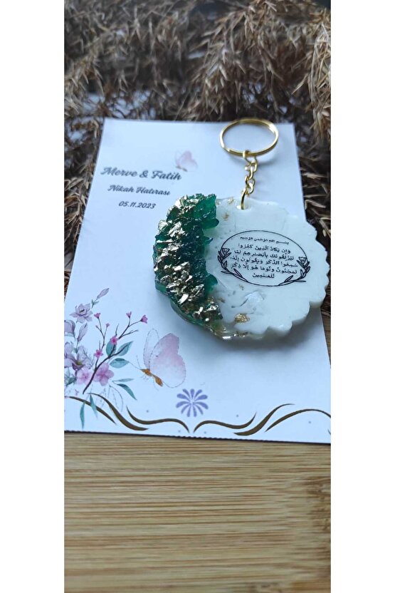Epoksi Hediyelik Anahtarlık Özel Tasarım Kart Nazar Ayeti Baskı 10 Adet-söz-nişan-nikah-kına-mevlüt