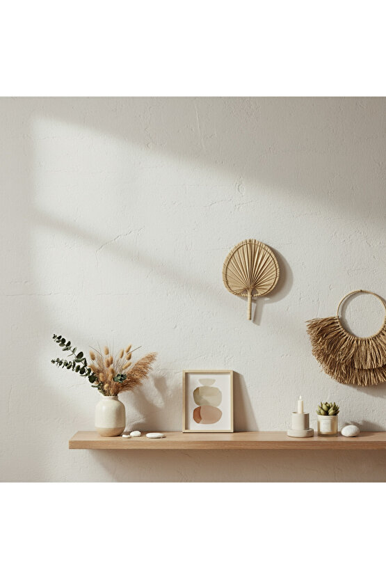 Aura Small Boy Palmiye Yaprağı Duvar Süsü, Japon Yelpazesi Bohem Stil Dekorasyon, 26 x 18 cm