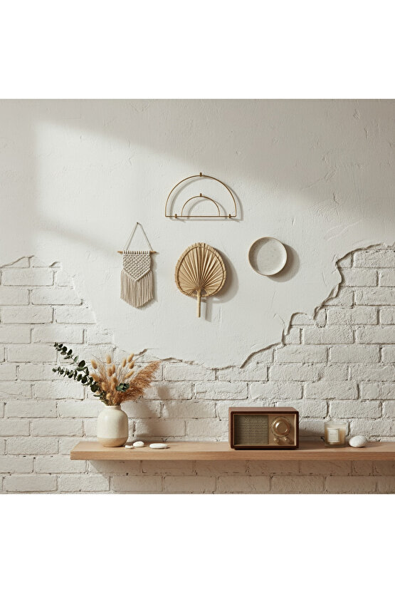 Aura Small Boy Palmiye Yaprağı Duvar Süsü, Japon Yelpazesi Bohem Stil Dekorasyon, 26 x 18 cm