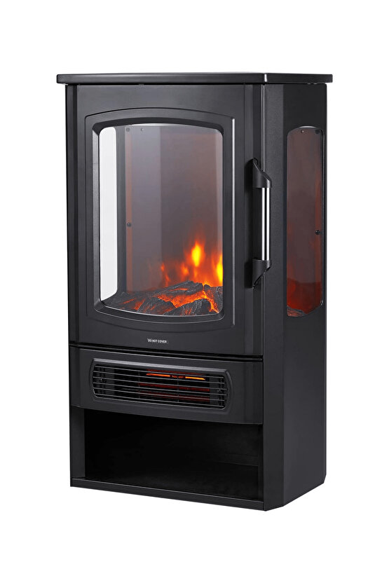 XLarge Elektrikli Şömine & Elektrikli Soba Fanlı Isıtıcı, LED Odun Efekti, Metal Kasa ND-183C