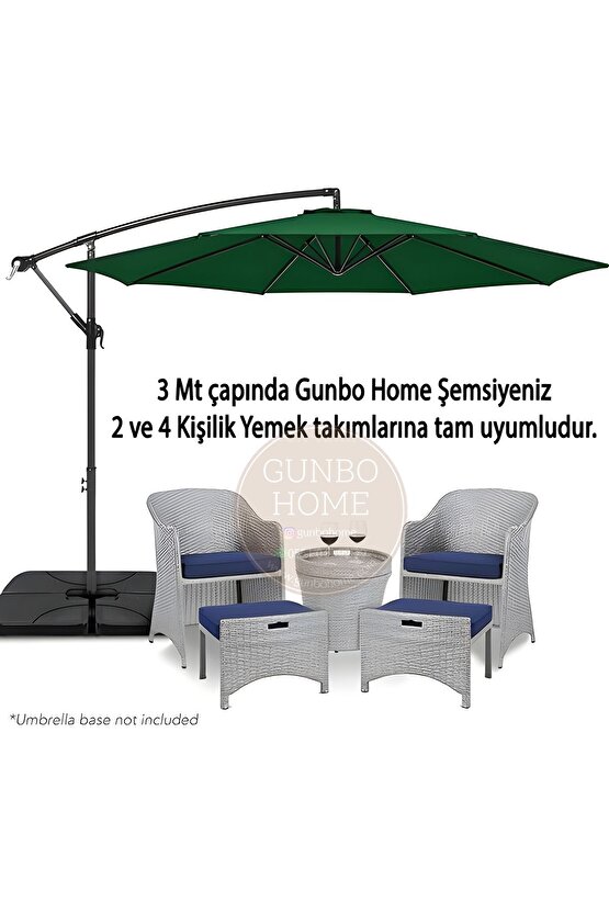 3 Mt 8 Kaburga Full Demir 21 Kg KOYU YEŞİL Bahçe Şemsiyesi