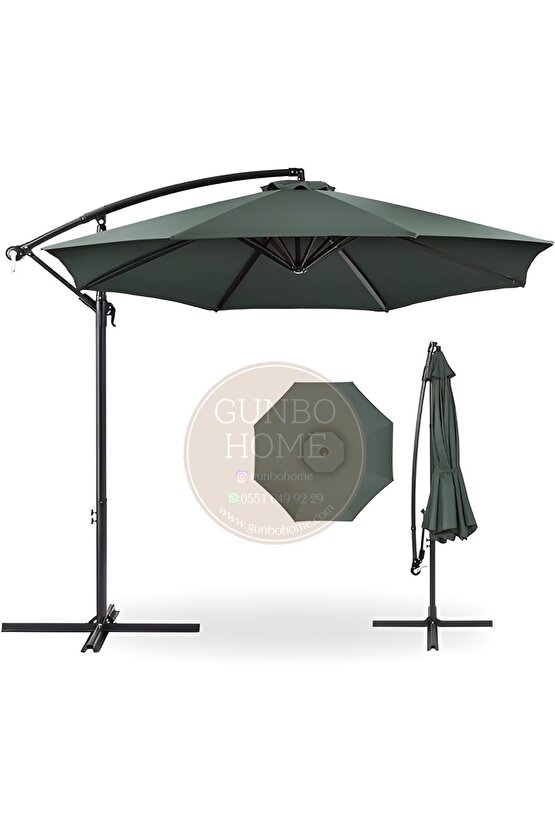 3 Mt 8 Kaburga Full Demir 21 Kg Antrasit Bahçe Şemsiyesi