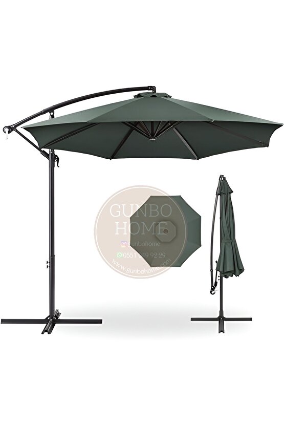 3 Mt 8 Kaburga Full Demir 21 Kg ANTRASİT Bahçe Şemsiyesi Full Set Havuz Şemsiyesi Büyük Şemsiye