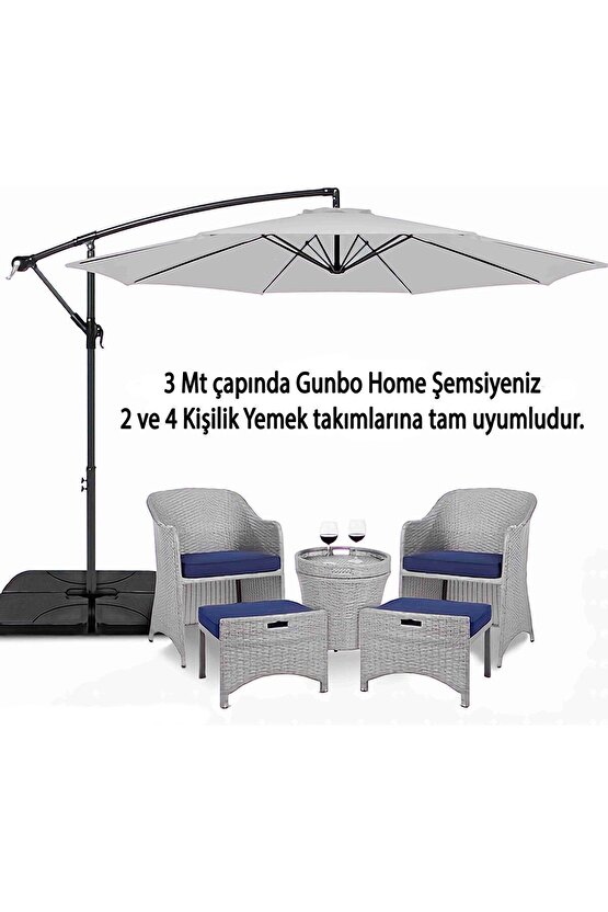 3 Mt 8 Kaburga Full Demir 21 Kg Gri Bahçe Şemsiyesi