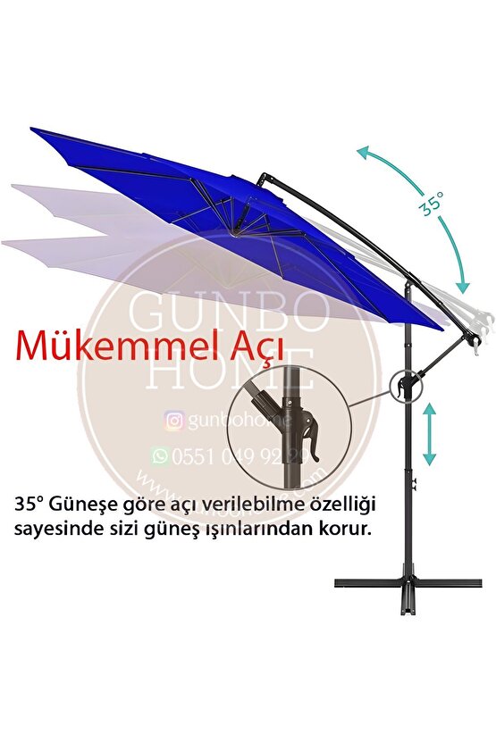 3 MT 8 KABURGA FULL DEMİR 21 KG MAVİ BAHÇE ŞEMSİYESİ FULL SET HAVUZ ŞEMSİYESİ BÜYÜK ŞEMSİYE