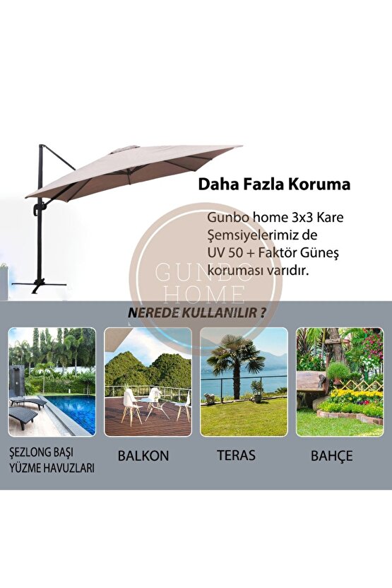 3 X 3 Kare Dev Bahçe Şemsiyesi Tam Rpofesyonel Bahçe Şemsiyesi Teras Şemsiyesi Muz Şemsiye Ampul