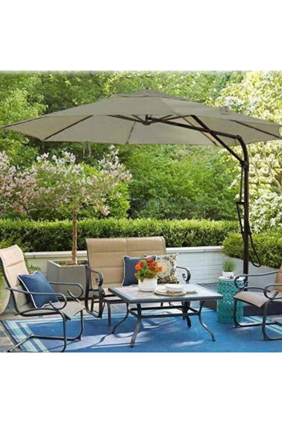 3 m Çapında Bahçe Teras Şemsiyesi Katlanır Gölgelik Profesyonel Balkon Şemsiye