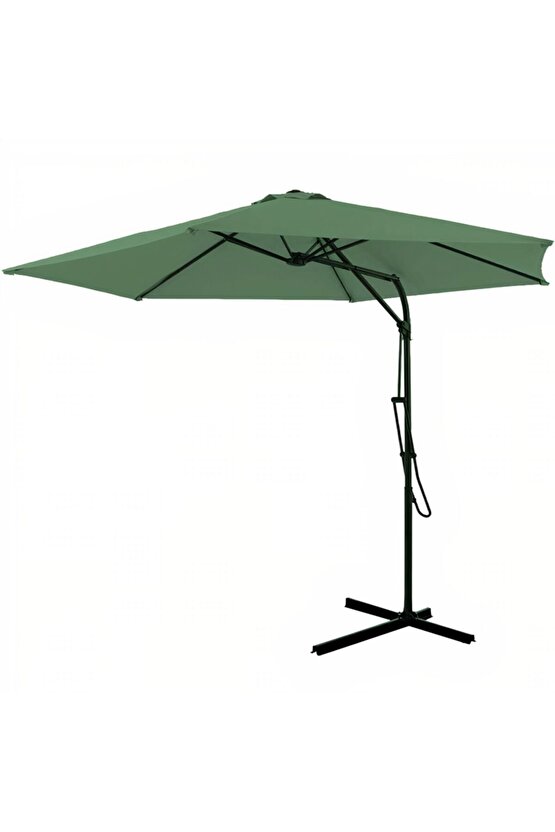 3 Mt Katlanir Bahce Teras Balkon Şemsiyesi Gölgelik Muz Ampul Şemsiye Eğilebilen Sallanır Şemsiye