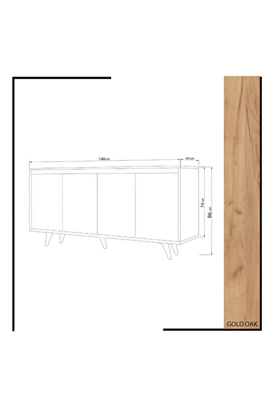 My Mob Nossa Konsol, Kahve Köşesi, Çok Amaçlı Dolap Beyaz Meşe