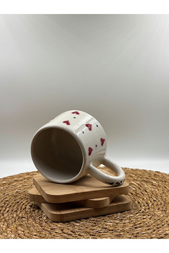 2 Adet Kabartma Desenli El Yapımı Seramik Kupa