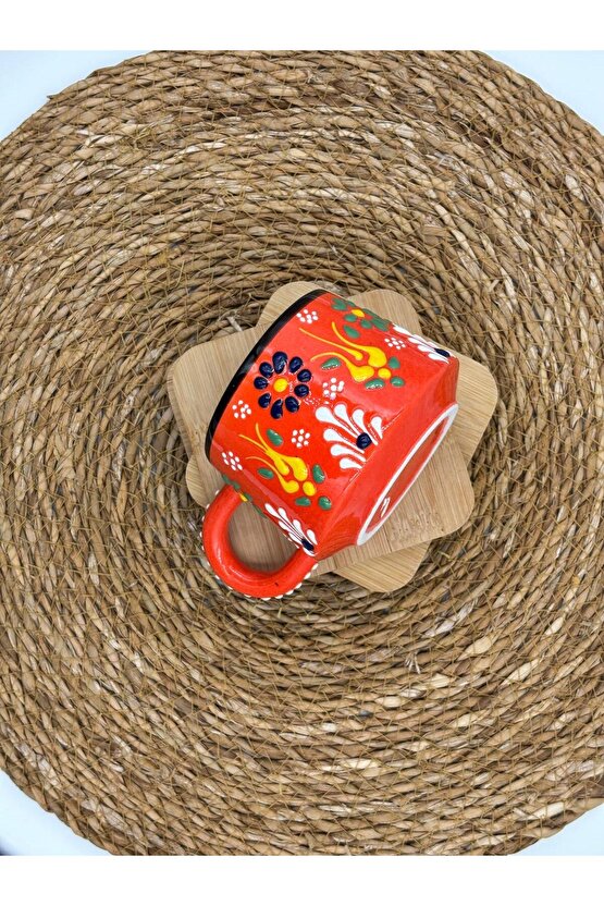 2 Adet Kabartma Desenli El Yapımı Seramik Kupa