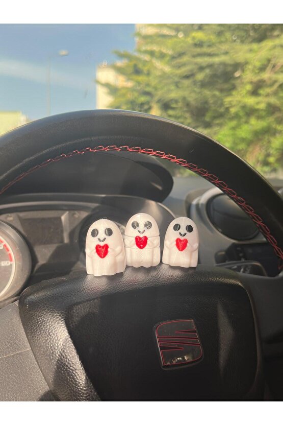 3 Lü Sevimli Hayalet Araba süsü - Araç İçi Aksesuar Sevimli Hayalet Figürü - Oto Aksesuarı