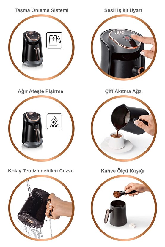 Okka Minio Türk Kahvesi Makinesi 4 Fincan Kapasiteli Okyanus - OK004-O