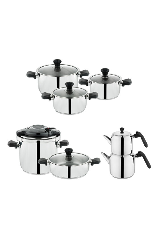 Atlas Çelik Çeyiz Seti 14 Parça-Siyah