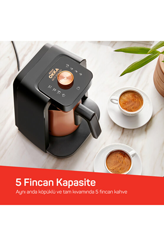 Okka Rich Spin Pro Çelik Cezveli Közde Sütlü Türk Kahve Makinesi 5 Fincan Kapasiteli Krom - OK0020-K