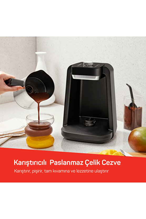 Okka Rich Spin Pro Çelik Cezveli Közde Sütlü Türk Kahve Makinesi 5 Fincan Kapasiteli Krom - OK0020-K