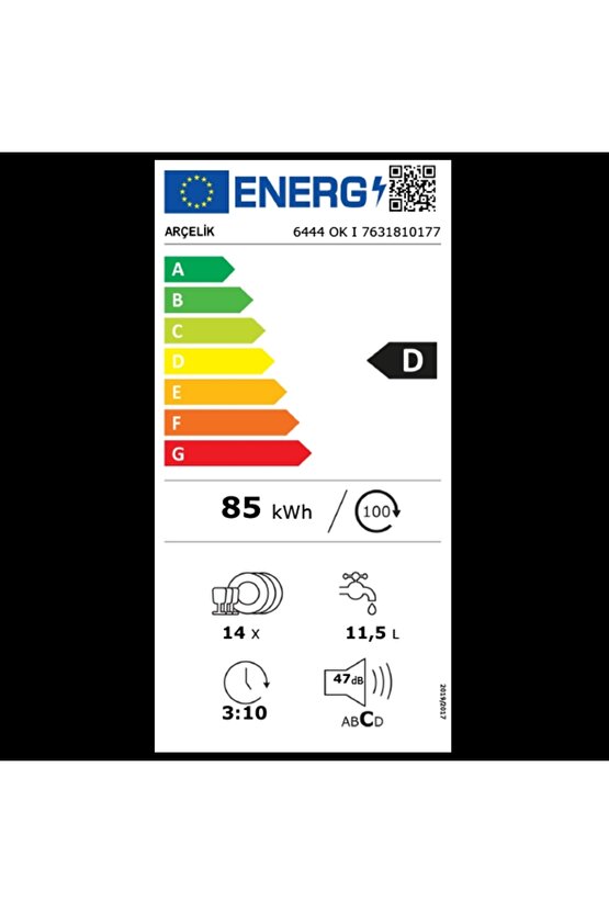 6444 OK I 4 Programlı Bulaşık Makinesi
