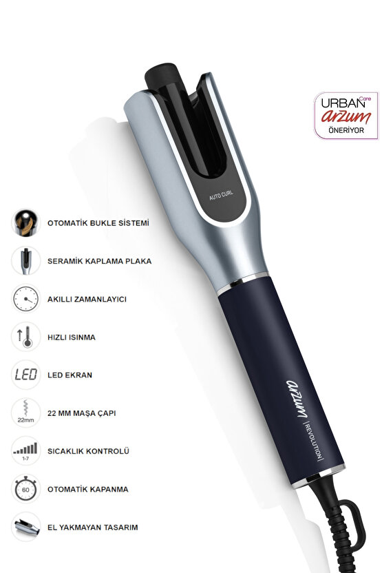 Revolution Otomatik Dönebilen Bukle Saç Maşası 22mm Platin Gri - AR5156