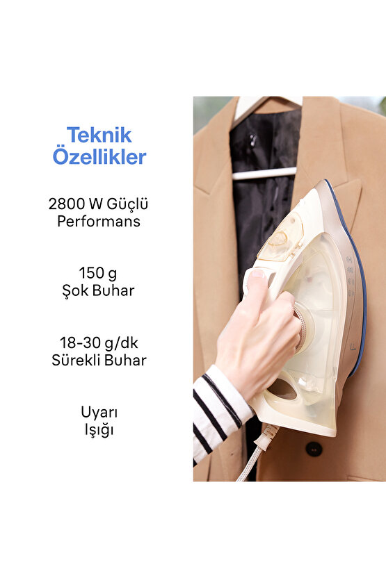 Glimmer Buharlı Ütü Beyaz