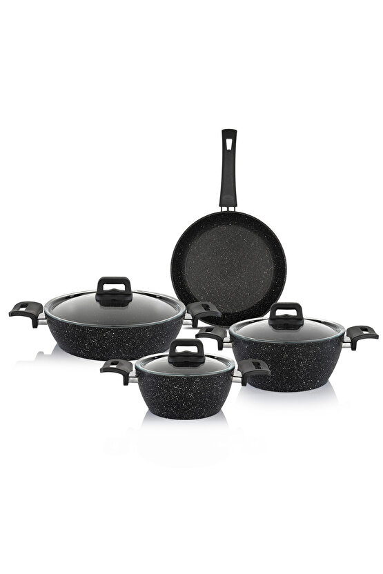 Savor Yanmaz Yapışmaz 7 Parça Siyah Tencere Seti