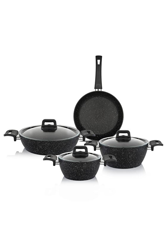 Savor Yanmaz Yapışmaz 7 Parça Siyah Tencere Seti