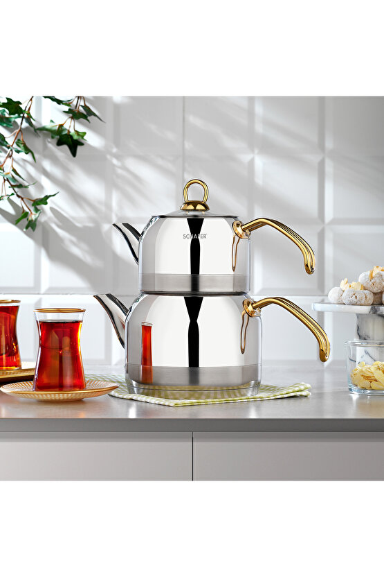 Ada (Orta) 4 Parça Gold Çaydanlık Takımı