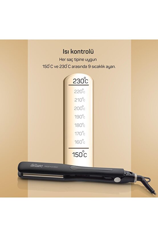 Ar5080 Prostyle Gold Ince Seramik Plaka Saç Düzleştirici