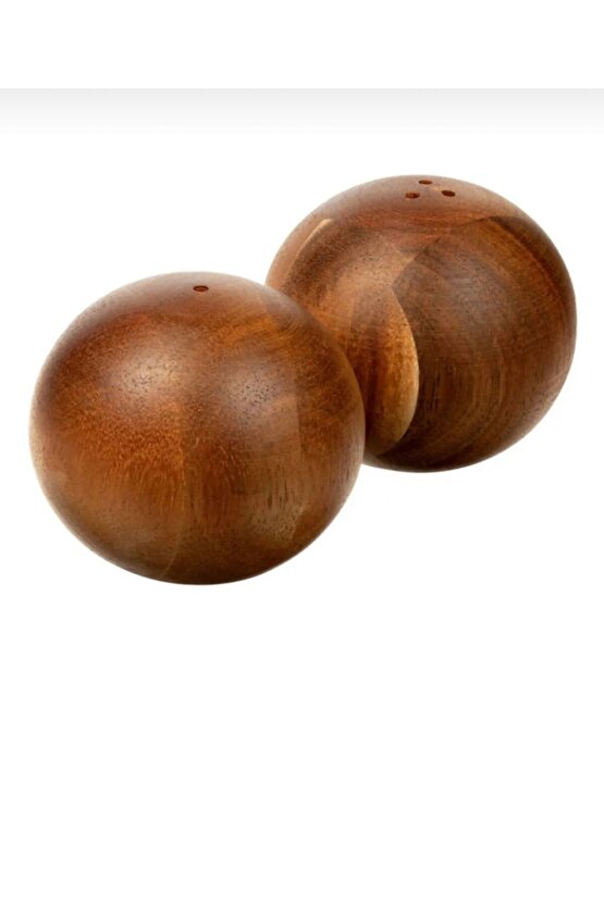 Modern Lüks Akasya Ağaç Top Tuzluk- Biberlik 2li Set