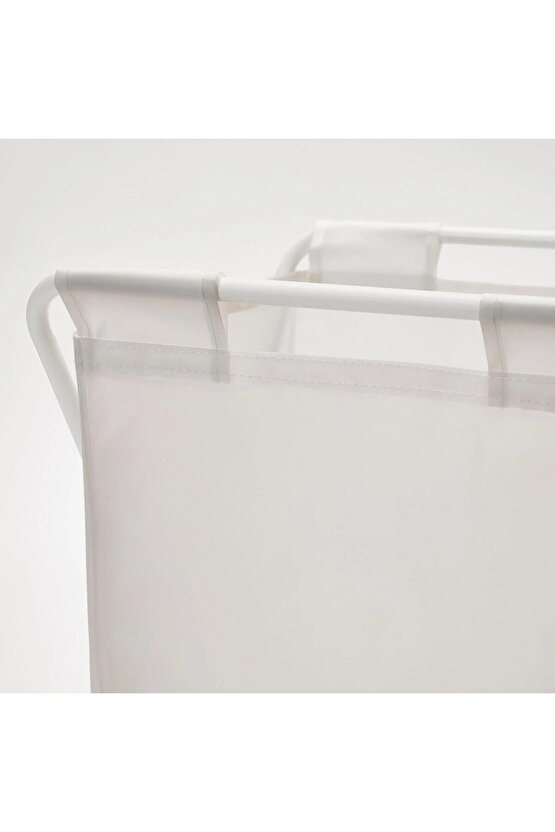 50 Litre Beyaz,Katlanır, Çamaşır Sepeti MeridyenDukkan Açılır Kapanır Pratik Kirli Sepeti 50 Lt U42X