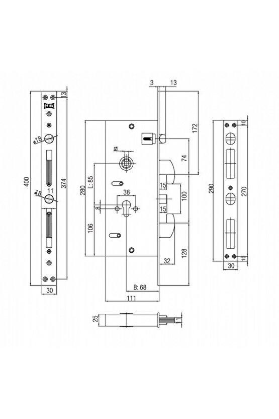 276 Champion Kancalı Çelik Kapı Gömme Kilidi 276
