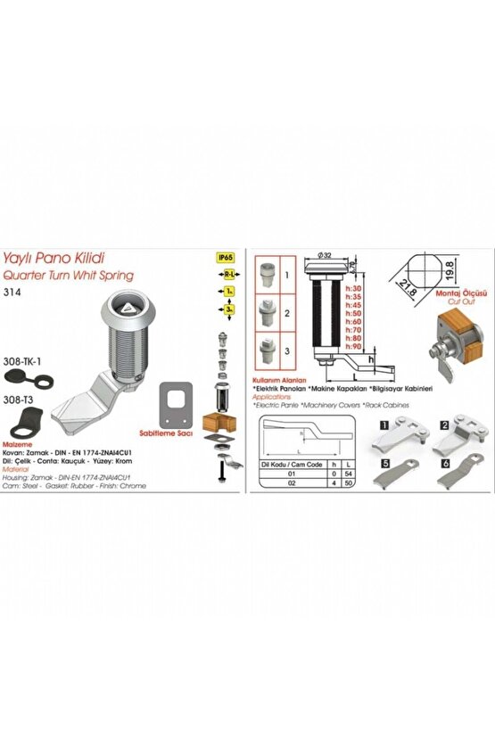 Sermak Yaylı Pano Kilidi 30 Mm 314 30