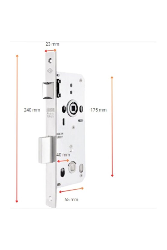 Gömme Kilit WC Kare 23 Mm Aynalı 40 Mm