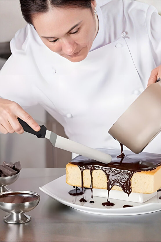 Eğik Oval Uçlu Pasta Sıvama Spatulası - Siyah - Yüksek Kalite - Dayanıklı Ve Pratik