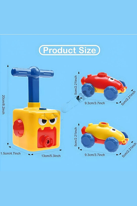Oyuncak 2 Arabalı Balon Şişirme Makinesi Oyuncak Set Eğitici Balon Makinası Balonu Şişir Araç Gitsin