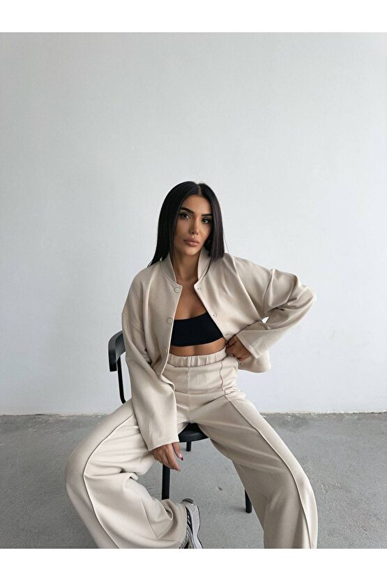 Kadın Modal Kumaş Paça Yırmaç Detaylı Alt üst Takım