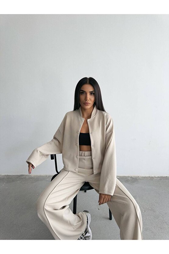 Kadın Modal Kumaş Paça Yırmaç Detaylı Alt üst Takım