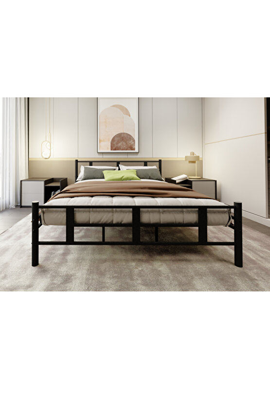 Lotus Çift Kişilik Metal Karyola A Kalite, Ses Çıkarmaz ,Ölçülü Model Karyola