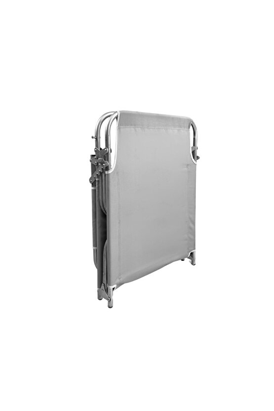 Minderli Yastıklı Kamp Yatağı Katlanır Şezlong Kampet Gri 1631