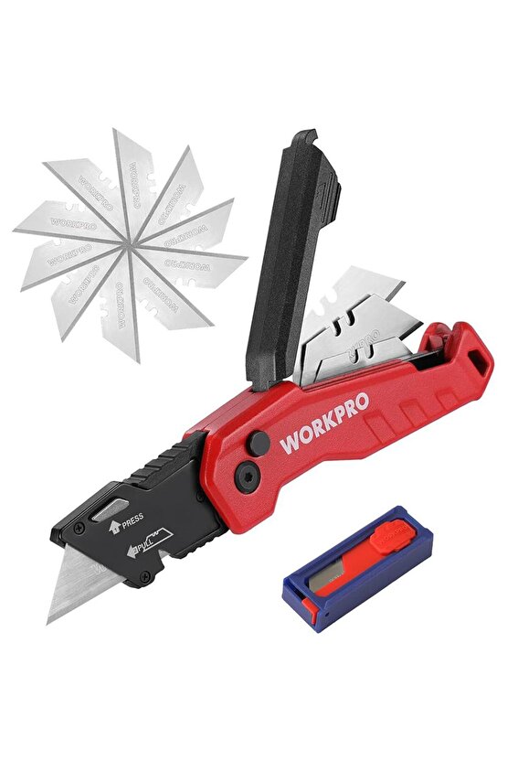 WP211026 Katlanır Çok Amaçlı Profesyonel Rötuş Maket Bıçağı + 14 Adet Yedek Bıçak