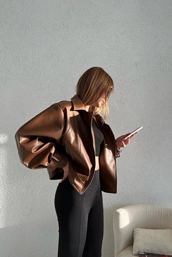 Taba Balon Kol Deri Ceket