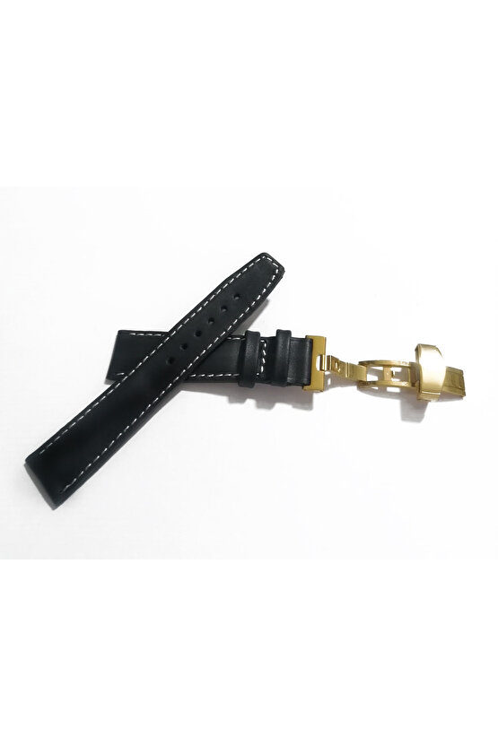 Her Saate Uygun Kelebek Toka 20 mm Hakiki Deri (239) SARI TOKA SİYAH