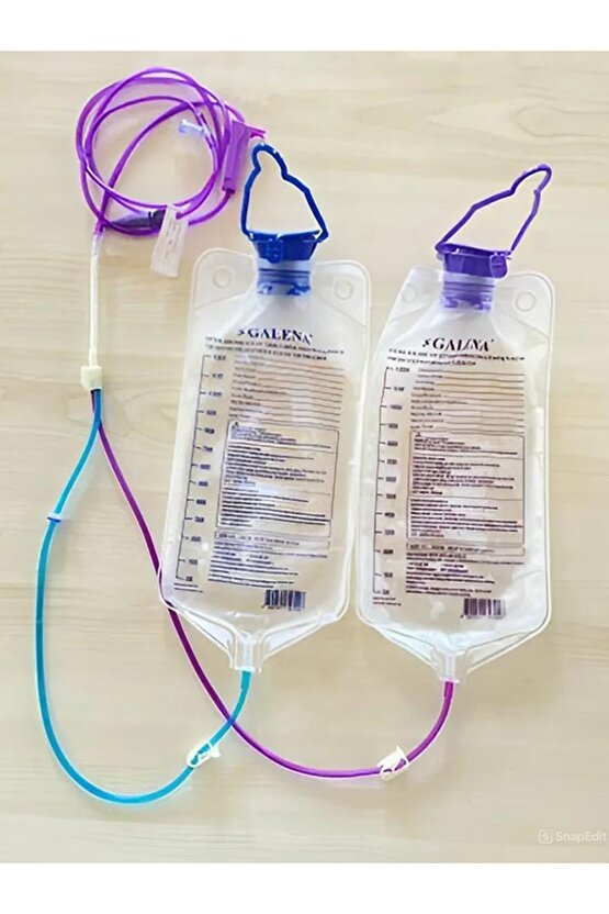 ENTERAL BESLENME SETİ ÇİFT TORBALI (İkili, Yıkamalı Enteral Beslenme Torbası) 1200ml 10 Adet