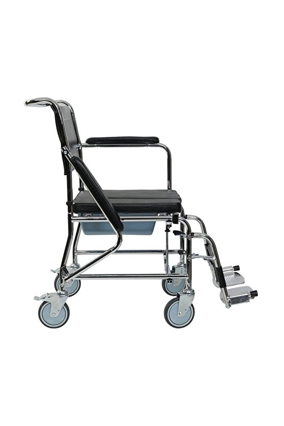 Tekerlekli Katlanır Klozetli Banyo Sandalyesi