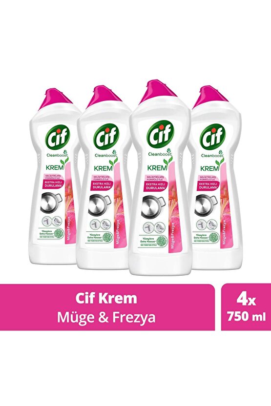 Krem Yüzey Temizleyici Frezya Ve Müge Çiçeği Klor Boya Fosfat Paraben Içermez 750ml 4adet