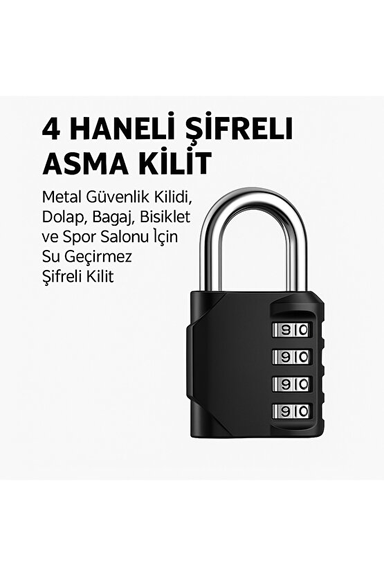 2 Adet Şifreli Asma Kilit Metal Güvenlik Kilidi Dolap Bagaj Bisiklet Spor Salonu İçin Su Geçirmez