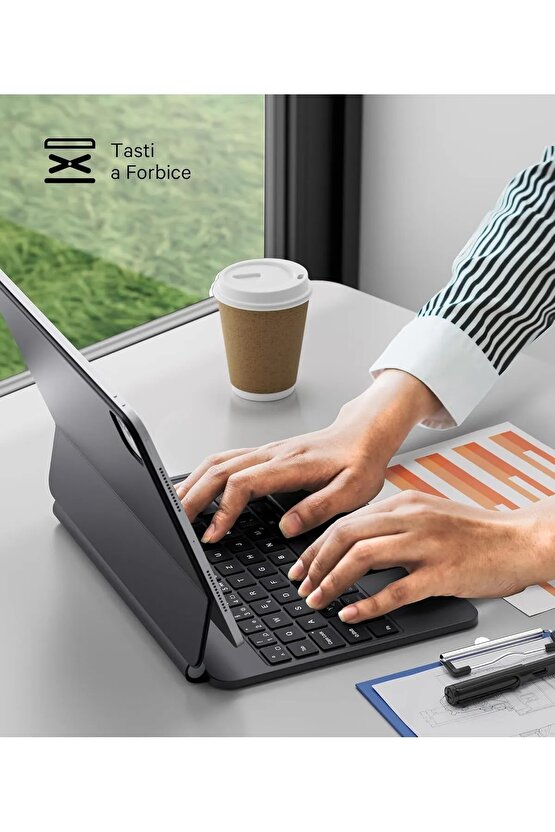 İpad Pro 11 Uyumlu Manyetik Magic Keyboard Katlanır Işıklı Klavyeli Tablet Kılıf+ Dokunmatik Kalem