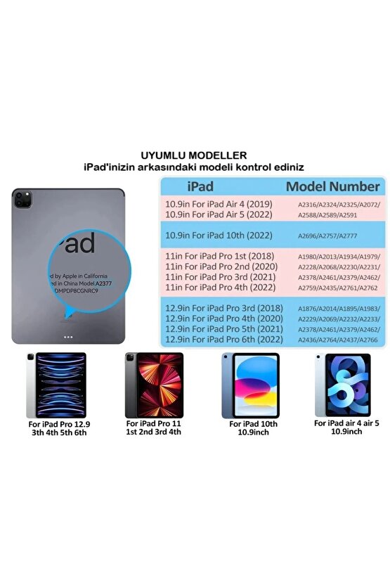 Ipad Klavyeli Manyetik Kılıf Touchpadli RGB Işıklı Bluetooth 1011. Nesil Air 54 10.9-11 Uyumlu