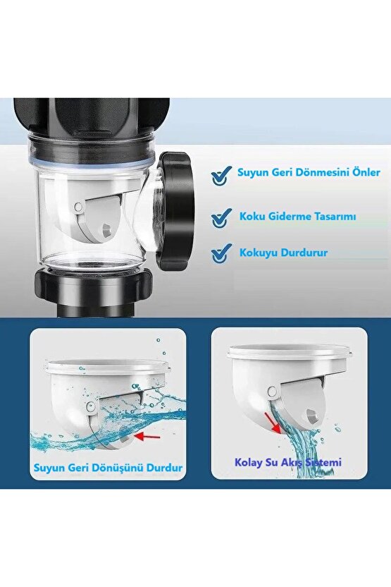 Koku Önleyici Yeni Nesil Körüklü Lavabo Sifonu Altı Hortumu Çift Yönlü Gider Borusu Evye Alt Takımı