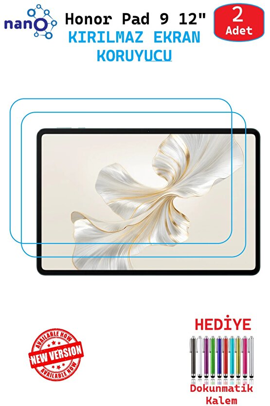 2 ADET Honor Pad 9 12 Tablet İçin Tam Uyumlu Ekran Koruyucu Şeffaf Cam Nano HD Esnek Kırılmaz